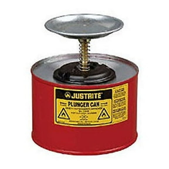 Justrite 1020-8 Safety Plunger Can, 2 Quart Steel