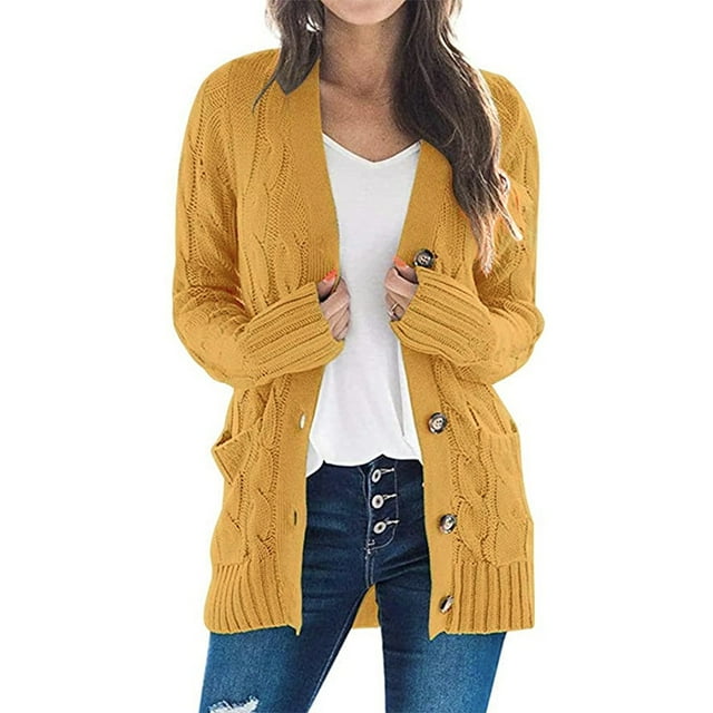 U.Vomade Women's Long Sleeve Cardigan Oversized Chunky Knit Sweater