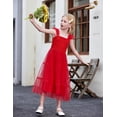 thumbnail image 4 of Vestido Arshiner rojo para niñas de 5 a 6 años con correa elástica, 4 of 5