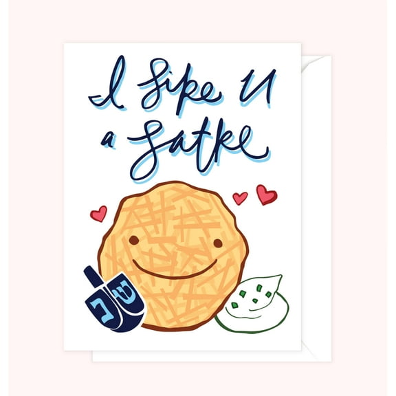Funny Hanukkah Card – "I Slike You a Latke" Pun Design – Blank Inside with Envelope – Perfect for Jewish Friends and Family During the Festival of Lights
