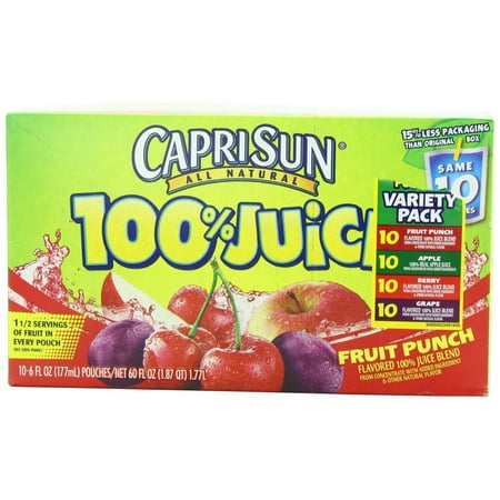 Photo 1 of (((EXP DATE 29 APR, 2023)))
4 PACKS : Capri Sun 100% Juice, Fruit Punch, 10-Count, 6-Ounce Pouches