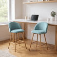 thumbnail image 1 of Homy Casa Set of 2 Upholstered Counter Stools with 26 Inch Seat Ergonomic Back and Footrest for Home Office High-Top Desk Study Nook and Kitchen Island, 1 of 7