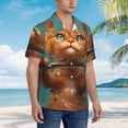 thumbnail image 3 of Sikiie Strong Kitten Lifting Weights Print Men's Hawaiian Shirt, Summer Beach Button Pocket Short Sleeve T-Shirt,3X-Large, 3 of 7