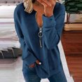 thumbnail image 2 of Yuyuzo Tunic Tops for Women Long Sleeve Pullover Round Neck Half Zipper Solid Color Fall Top Blouses, 2 of 5
