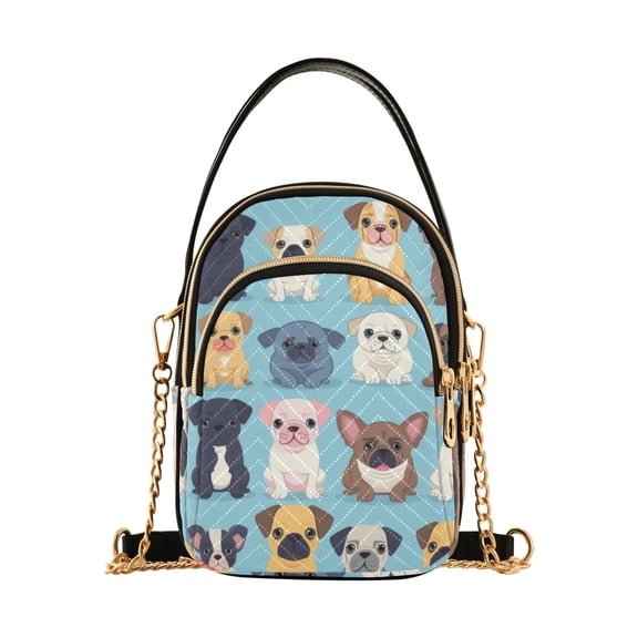 joogoo Women Doodle Animal Dog Chain Crossbody Bags Shoulder Handbag Phone Purse