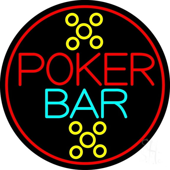 Red Poker Bar LED Neon Sign 26 x 26 - inches, Black Square Cut Acrylic Backing, with Dimmer - Bright and Premium built indoor LED Neon Sign for wall décor, arcarde, and storefront.