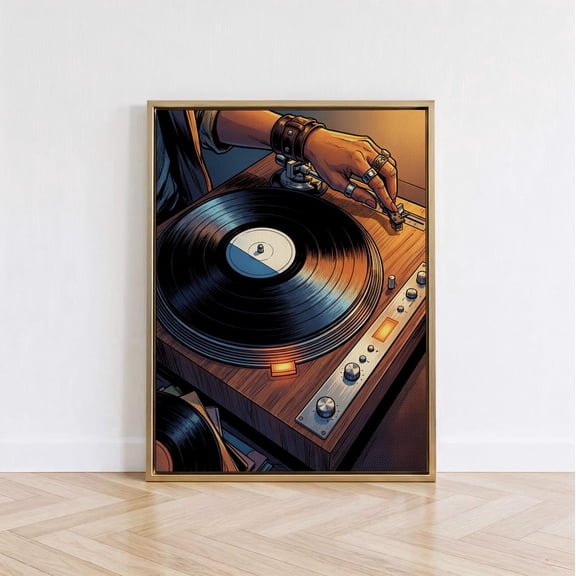 Vintage Turntable Wall Art Black Woman Dj African American Music Decor Mid Century