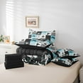 thumbnail image 5 of Feelyou Extreme Motorcycle Sport Twin Bedding Sets 7-Piece, Stripes Checkered Buffalo Bedding Comforter Set, Teens Kids Boys Girls Reversible Sheet Sets, Super Cozy Room Decor, 5 of 7