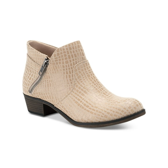 SUN STONE Womens White Cushioned Breathable Slip Resistant Abby Round Toe Block Heel Booties 7 W