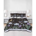 thumbnail image 2 of Quilts Queen Size Bedding Set, Spring Flowers Reversible Summer Quilt 3 Pieces, Blue Floral Leaves Birds Country Farm Wood Grain Lightweight Bedspreads Coverlets with 2 Pillow Shams for All Seasons, 2 of 5