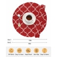 thumbnail image 6 of 13 Inch Round Placemats Set of 6, Red Moroccan Non Slip Heat Insulation PP Table Mats, Morocco Ethnic Abstract Quatrefoil Grid Washable Place Mats for Kitchen Dining Party Table Decor, 6 of 7