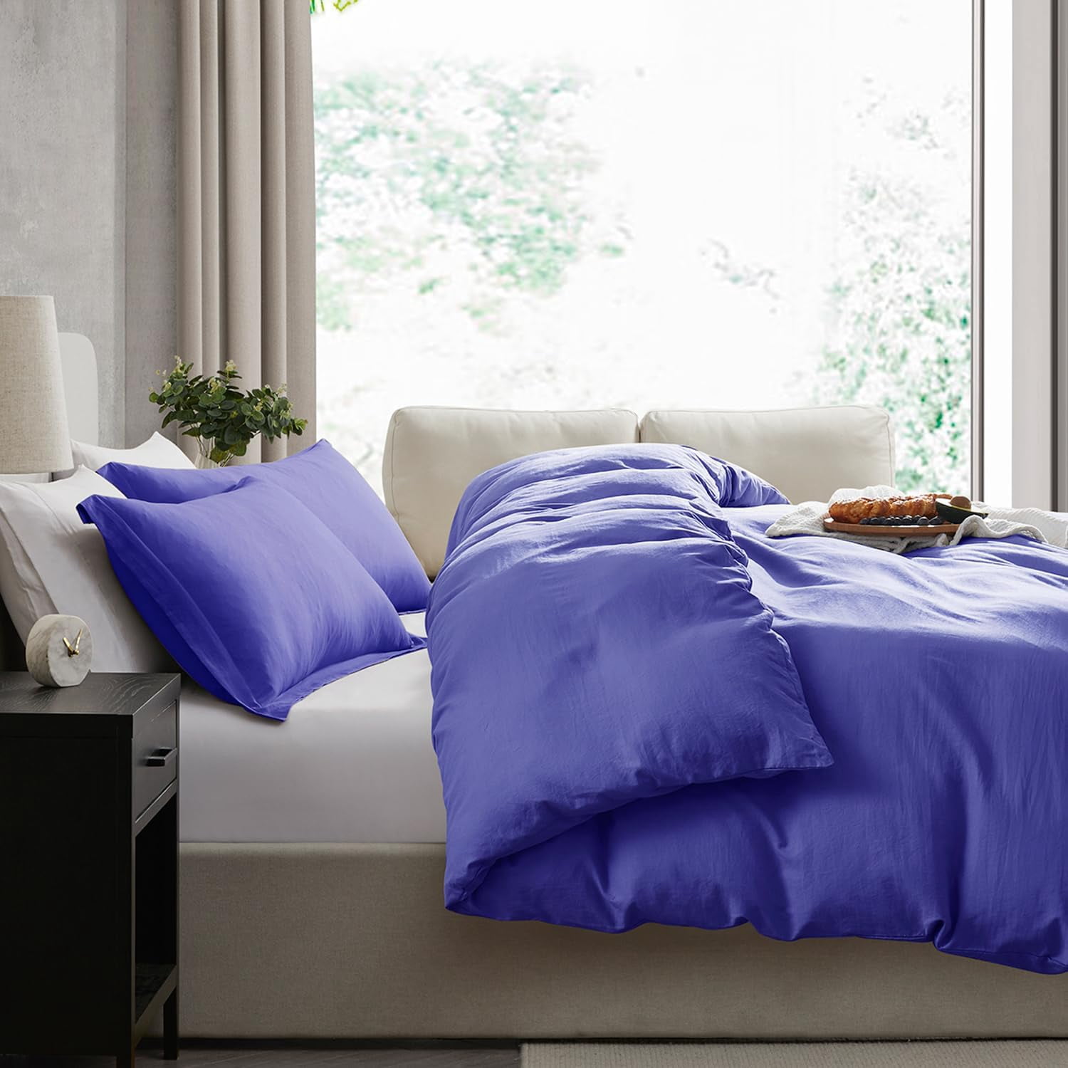 LammaLoe Duvet Cover Queen Size, Soft Prewashed 3-Piece Duvet Cover Bedding Set with Pillow Shams, Royal Blue