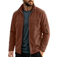 thumbnail image 2 of LYSMORA Men's Full Zip Fleece Jacket Stand Collar Outdoor Outerwear Multi Zip Pocket Hiking Travel Coat, 2 of 8