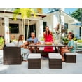 thumbnail image 7 of Hearth & Harbor 7 Piece Outdoor Furniture Set, Wicker Outdoor Sectional Dining Set with 10 Seats and Patio Table, Brown with Off-white Cushions, 7 of 7