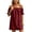 Wine, variant on Dvprdro Off Shoulder Short Sleeve Cotton Linen Mini Dress for Women Side Pockets Loose A Line Summer Beach Casual Solid