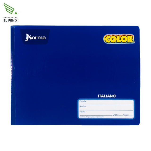 Cuaderno Norma Color Cosido Italiano Cuadro Grande 100 Hojas Azul Fuerte