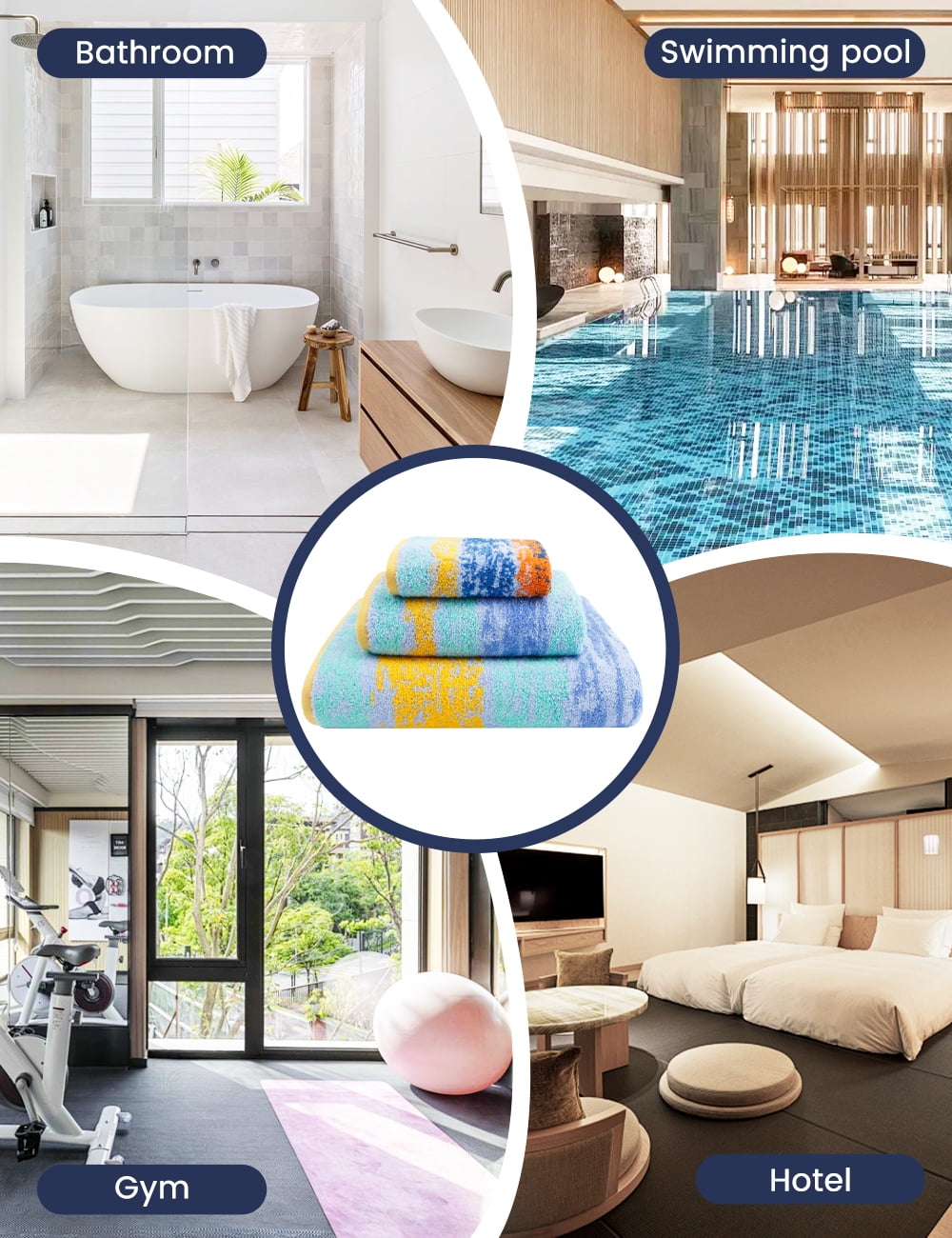 SEMAXE Luxury Cotton Bath Towel Set: 8-Piece (2 Bath Sheets 28x55" + 2 Hand Towels 16x28" + 4 Washcloths 13x13") | 550GSM, Ultra Plush | Spa, Hotel Grade for Family Bathroom, Starry Night