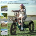 thumbnail image 4 of Lilypelle Peak 1100w Electric Tricycle for Adults, 7 Speed 20" x 4.0 " Fat Tire 3 Wheel Electric Bike, 48V 14.5Ah Removable Battery, Aluminum Motorized MountainTrike W/ Front & Rear Basket  & Cover, 4 of 13