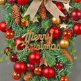 thumbnail image 7 of Christmas Stair Swag Wreath Cedar Pine Garland Real Touch Christmas Wreath with Red Bow Ball Front Door Wall Window Stairs Holiday Christmas Decoration 18 inch, 7 of 7