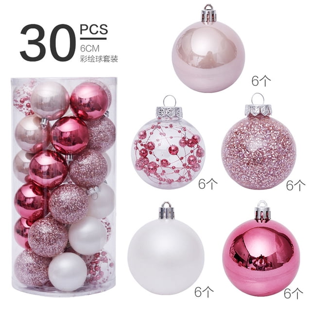 Dvkptbk Christmas Balls Ornaments for Christmas Decorations - 30Pcs 2.36 Inch Christmas Tree Shatterproof Ornaments for Holiday & Party Decorations (5 Styles) - Christmas Ornaments