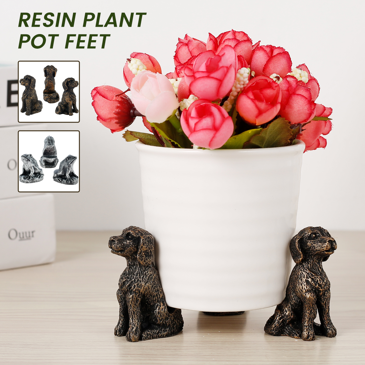 Automotive 3Pcs/Set Plant Pot Feet Cat Dog Rabbit Design Flower Pot Risers  Holders Stand Animal Shaped Decorative Plant Risers Animal Figures Outdoor  Statue Plant Pot Feets for Improving Airflow Drainage A Exterior