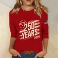 thumbnail image 2 of Womens 250 Years America Shirt Patriotic 3/4 Sleeve Crewneck American Flag Print T-Shirts 1776-2026 Relaxed Fit Shirts, #01 Wine, 3XL, 2 of 4