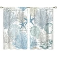 thumbnail image 6 of Ocean Beach Kitchen Curtains Nautical Coastal Starfish Seashell Small Window Treatment Underwater Cafe Short Window Curtains for Bathroom Dining Room Blue Sea Treatment Drapes 27.5x39 inch, 6 of 6