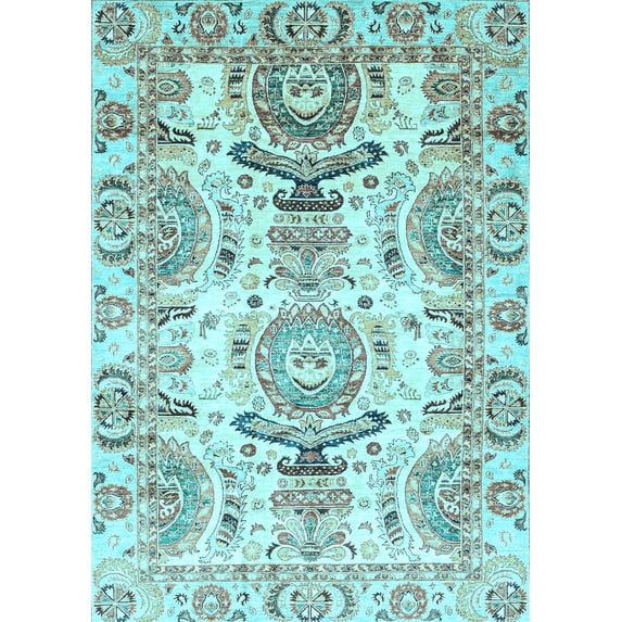 Ahgly Company Indoor Rectangle Abstract Light Blue Modern Area Rugs, 5' x 8'