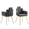 thumbnail image 1 of Side Dining Chair, Set of 2, Gold Gray Grey, Velvet, Modern Contemporary, Mid Century Kitchen Room Cafe Bistro Restaurant Hospitality, 1 of 9