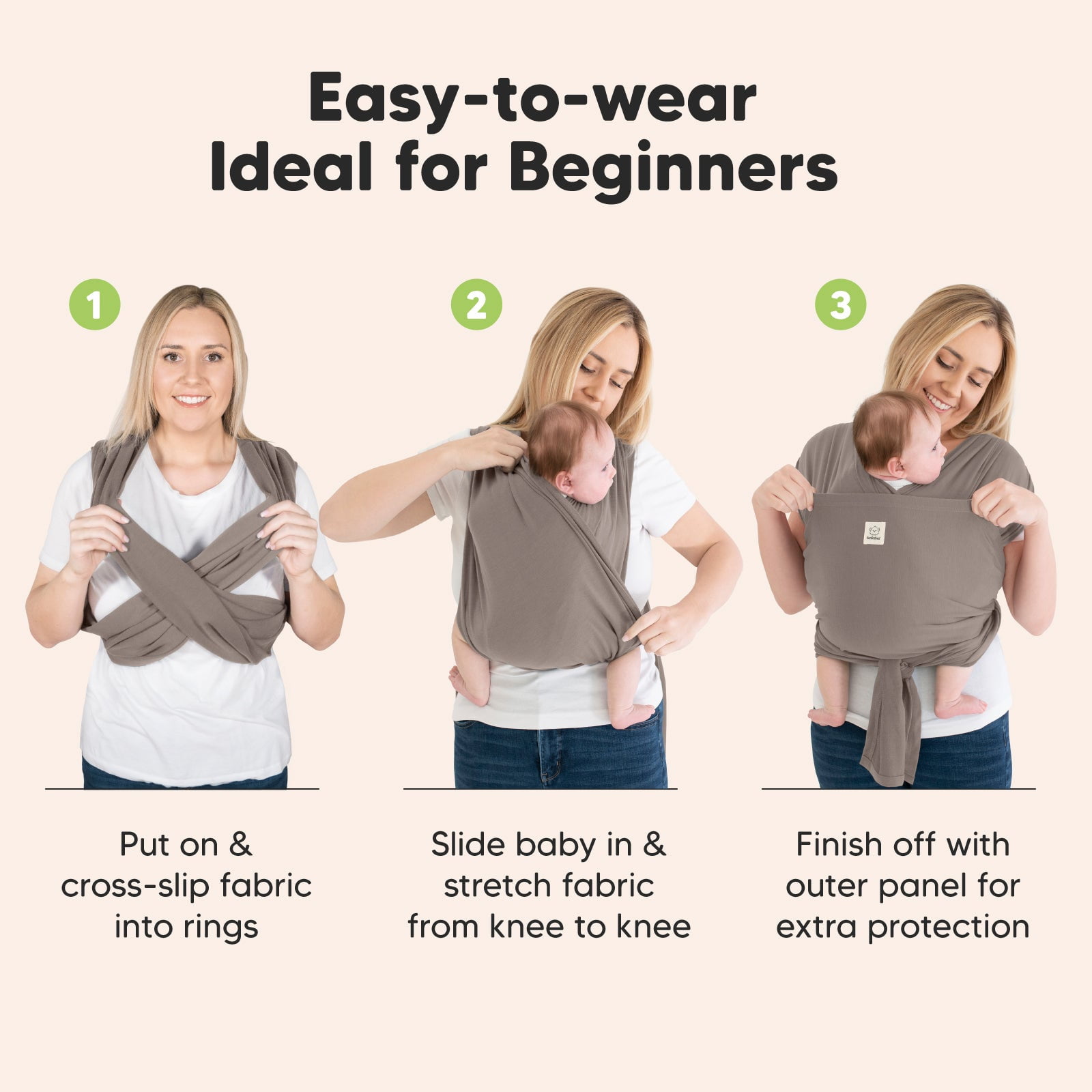 KeaBabies D-Lite Baby Wrap Carrier, Adjustable Baby Carrier, Baby Sling, Newborn, Infant, Toddler 7-44lbs