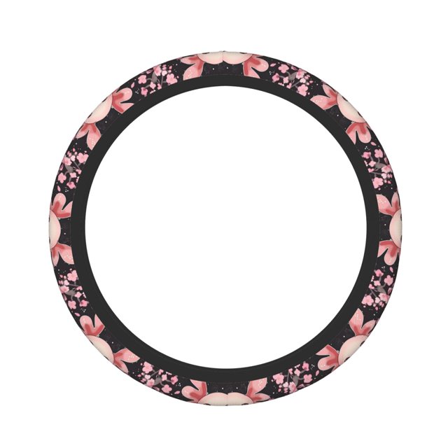 Balery Cute Axolotl Sakura Blossoms Fundas elásticas antideslizantes para volante, funda protectora universal para hombre y mujer, 15 pulgadas, accesorios para coche.