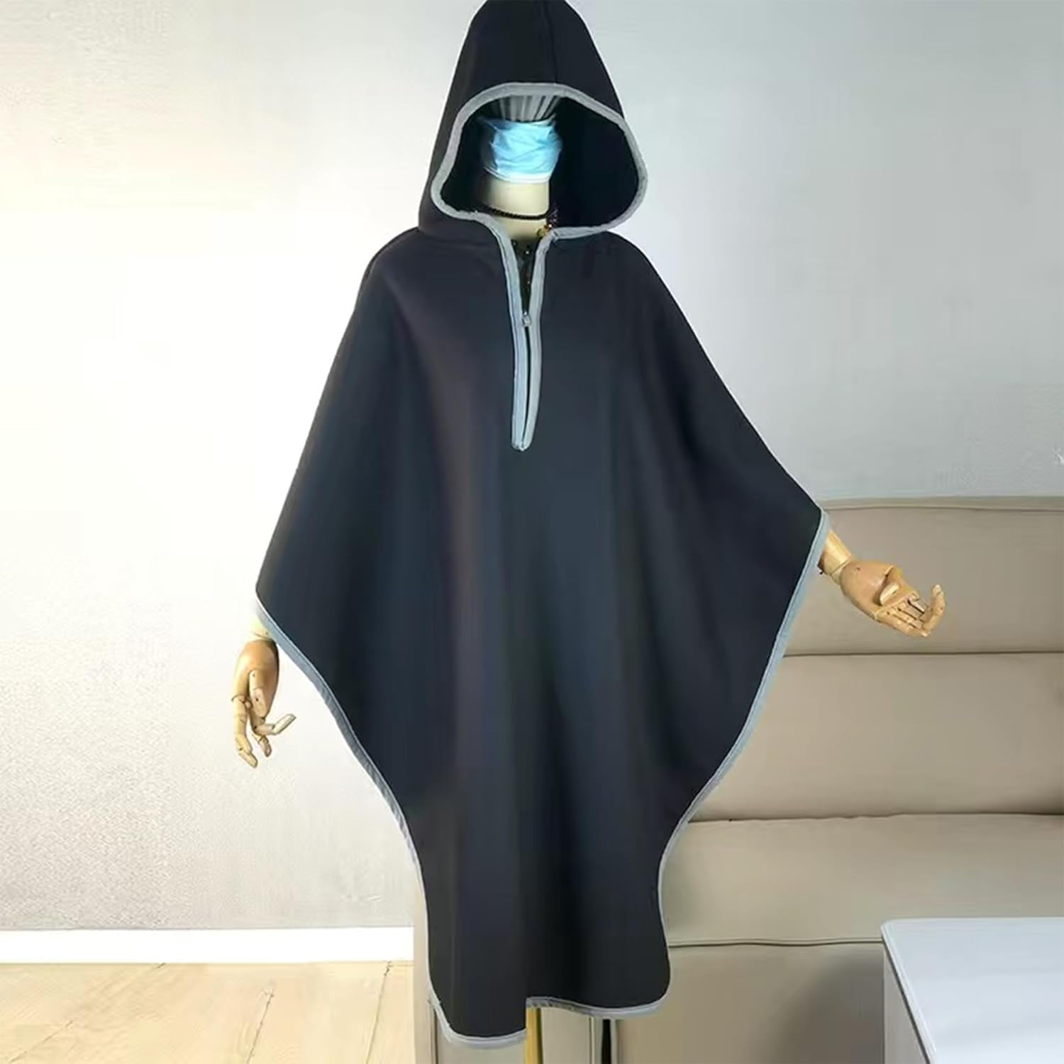 Wheelchair Blanket Warmer Cover: Windproof Wheelchair Hooded Poncho, Travel Thermal Blanket Cloak for Full Body Warmth (Black)
