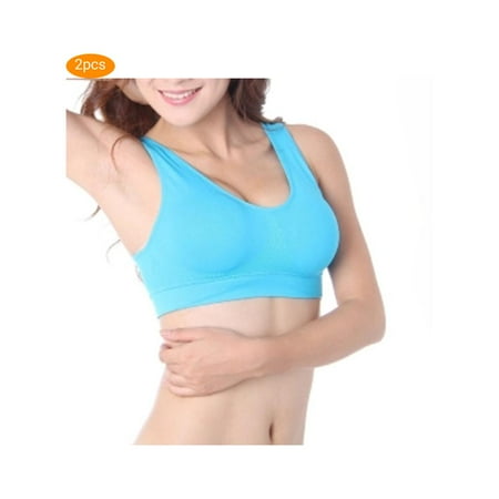 

2pcs Women Wirefree Seamless Sport Bra Top Up Push Running Yoga Breathable Girl
