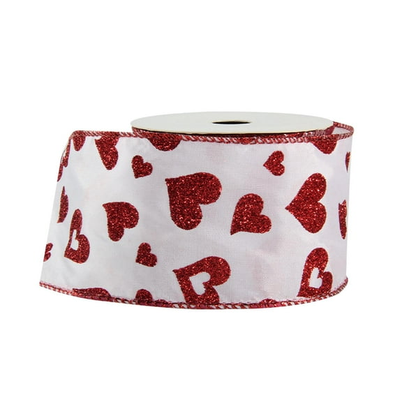 Abbraccia Valentines Day Gift Ribbons Heart Ribbon 5Yards Decor 1.5" Wide Gift Wrapping Ribbon for Gift Packaging Scrapbooking Birthday White Bottom