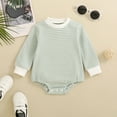 thumbnail image 2 of Splozh Infant Baby Boy Girl Clothing Unisex Baby Boy Girl Romper Long Sleeve Bubble Romper Bodysuit Top Fall Clothes Green,6-12 Months, 2 of 9
