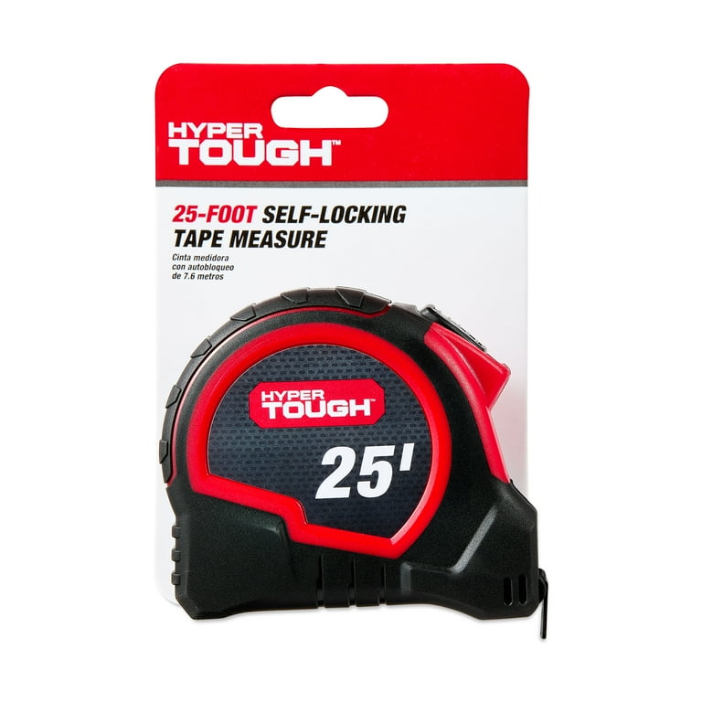 Hyper Tough 25ft Self Lock Steel Tape Measure Automatic Blade Lock