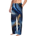 thumbnail image 6 of Logiee Navy Blue Marble Print Pajama Pants for Men,Men’s Pajama Bottoms,Mens PJ Pants with Pockets & Button Fly-Small, 6 of 6