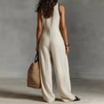 thumbnail image 5 of Sleeveless Stand Collar Wide Leg Jumpsuit for Women Casual Holiday Party Romper Summer Color Casual Fashionable Pocket Jumpsuit Outfit, 5 of 5