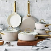 GreenPan Reserve Ceramic Nonstick 10-Piece Cookware Set | Taupe with Gold-Tone Handles