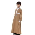 thumbnail image 6 of SRZYMJ Boys Muslim Arab Long Sleeves Stand Collar Robe Coffee 7-8 Years, 6 of 7