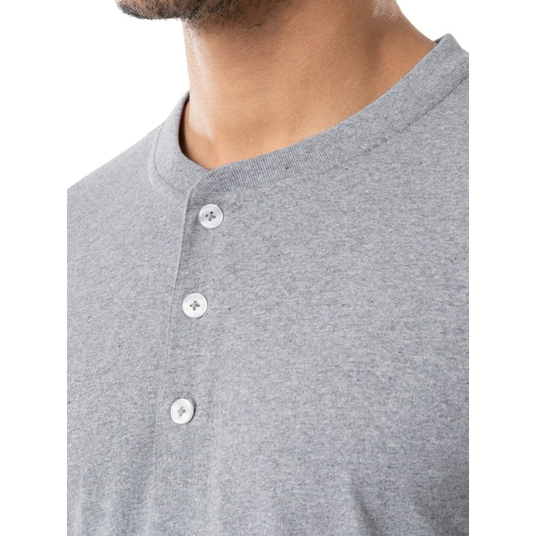 George Men's Long Sleeve Henley T-shirt, Sizes XS-3XL 