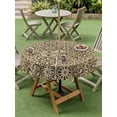 thumbnail image 4 of Outdoor Tablecloth with Umbrella Hole for Patio/Picnic/Party/Camping, Traditional Morocco Waterproof Table Cloth Round Cover Washable, Vintage Abstract Geometric Art Brown (Dia 60"), 4 of 8