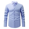thumbnail image 1 of Camisa negra de manga larga con botones para hombre: tejido elástico, estilo informal de negocios, puños elásticos, primavera/otoño, tallas S-XXXL, 1 of 7