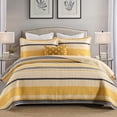 thumbnail image 1 of Juego de edredón Homzard, de algodón, tamaño queen, amarillo, negro y gris, 1 of 4