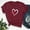 Hot Pink, variant on Itsame Womens Heart Printed T-Shirt Valentine's Day Short Sleeved Tops Round Neck T Shirt Black Size S