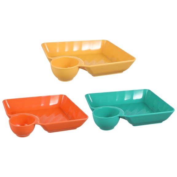Tineasur Set of 3 Plastic Storage Plates, & Easy to Clean, Multipurpose Kitchen & Dining Plates in Assorted Colors