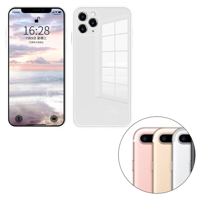 Glass Back Phone Covers with Solid Color Full Rugged Bumper Anti-Slip Design for Iphone 7P/8P/7/8/XS Max/XR/X/XS
