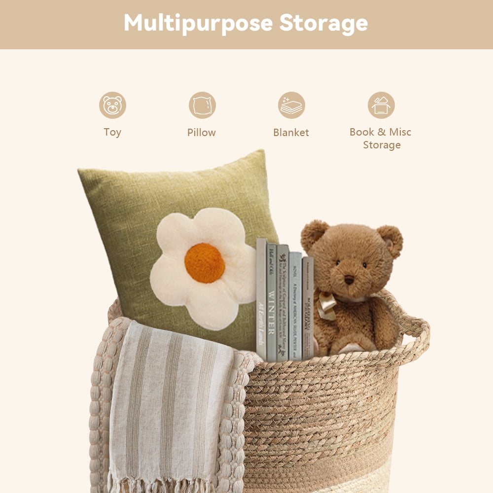 MEHOOM Large Woven Basket Storage with Handles, 100L Handmade Baskets and Bins for Blankets, Toys, Plants, Home Organization