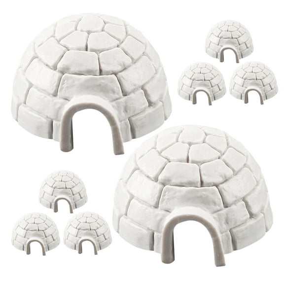 BALAHAPY Miniature Design Ice House Model Resin White For Home 8Pcs 1.50X1.50X0.87In