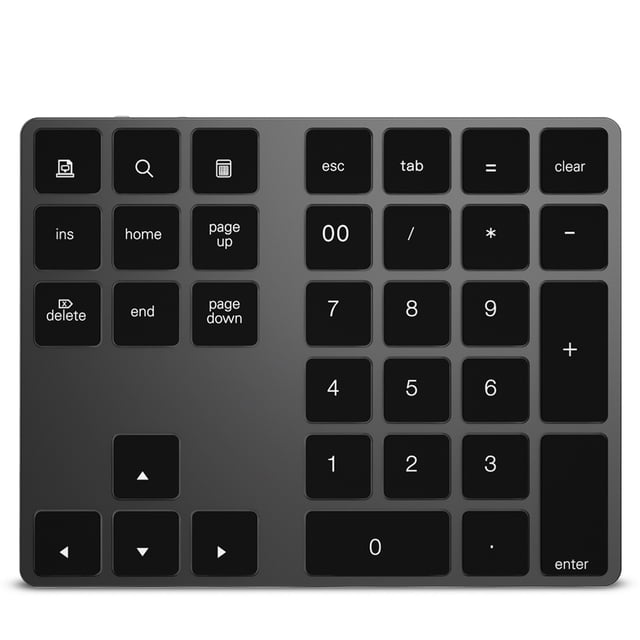 Clavier Numérique Sans Fil en Aluminium 34 Touches Clavier BT avec Pile Rechargeable Intégrée Pavé pour Windows/iOS/Android (Noir)